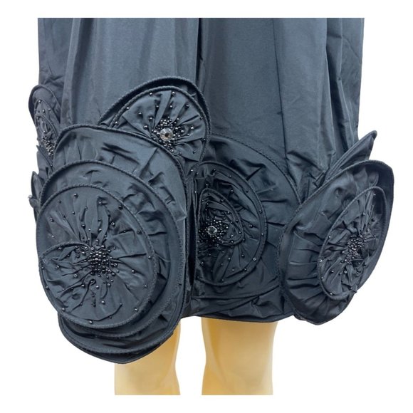 BCBG Max Azria Women’s Black Beaded Sequin Flower Cocktail Dress Sz O - Picture 4 of 14